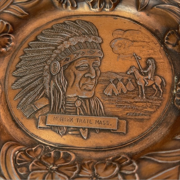 Vintage Metal Native American Chief Ashtray - Picture 3 of 6